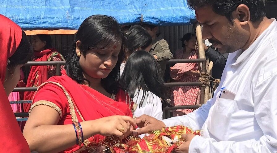 Devotees in a Temple